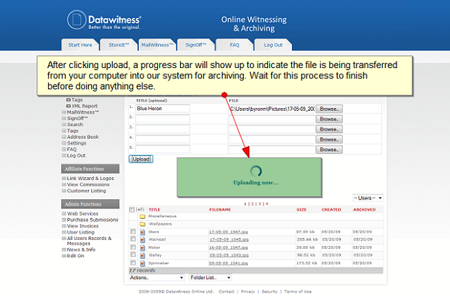 Click Upload - Archive files online